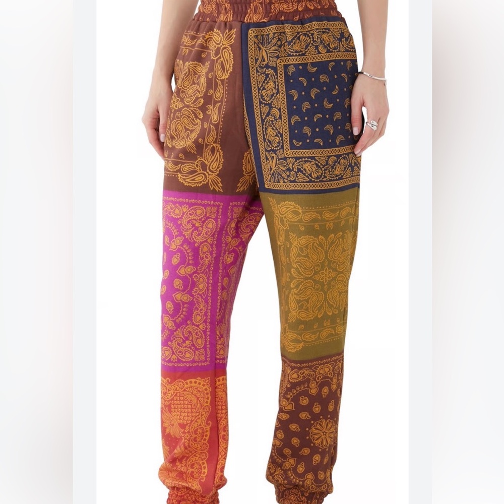 Farm Rio Multicolor Patchwork Joggers - image 8